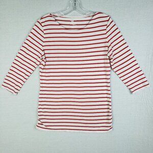 ME + EM Breton Stripe Shirt Top Red White size L Fisherman Nautical Coastal